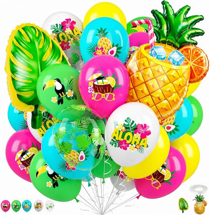 Tropical Balloons, 12 Inch Colorful Hawaiian Latex Balloons by FEYG