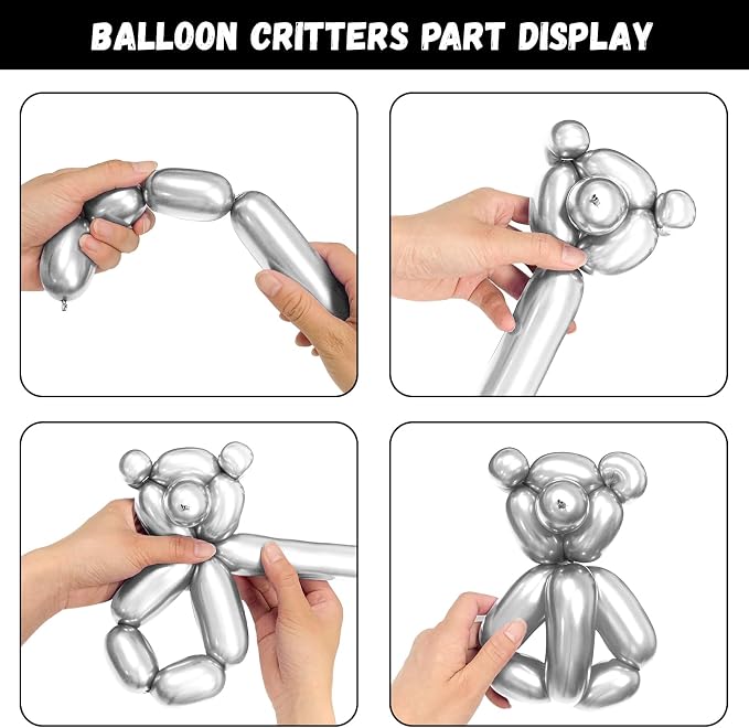 100pcs Metallic Long Balloons for Balloon Animals, Chrome 260 Balloons Art Kit - Image 4