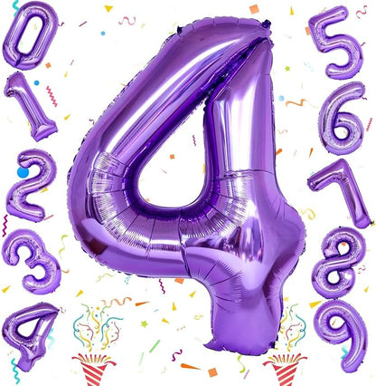 40 Inch Number Balloons 4 for Kids, Large Purple Number Balloon - Image 2