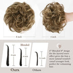 RUWISS Large Messy Bun Hair Piece 100% Human Hair Layered Wavy Curly Hair Buns Hair Piece for Women Updo Hairpiece for Daily Wear Real Hair Ponytail Extension (Golden Blonde)