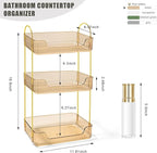 Bathroom Counter Organizer Countertop Storage Skincare Countertop Makeup Organizer Cosmetics Skincare Organizers Holder for Perfume-Amber-Golden Pole-3 Tier