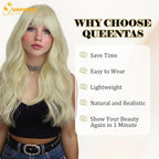 QUEENTAS 18" Curly Hair Topper for Women with Thinning Hair Pieces 6"*6"Large Coverage 360°3D Cover Synthetic Long Blonde Wavy with 5 Clips in Wiglets(Blonde)