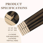 GOO GOO Tape in Hair Extensions Human Hair, 2/6 Dark Brown Highlighted Chestnut Brown, 24inch 30g 10pcs, Skin Weft Seamless Invisible, Silky Straight with Thick Ends, Remy Human Hair