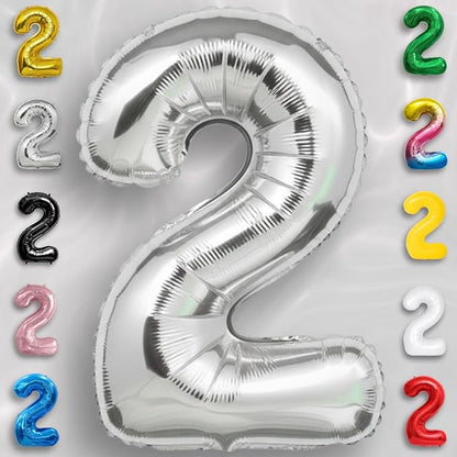 Silver Number Balloon 2 Mylar Foil Balloons 32 inch - Image 2