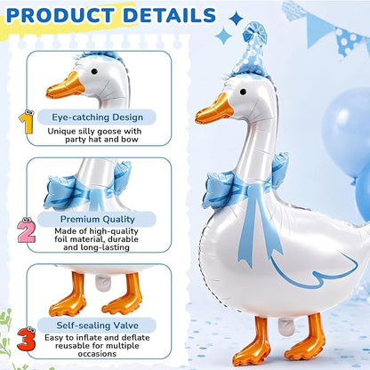 Soulchen 12 Pcs One Silly Goose Balloons Set 33" Giant White Goose Foil Balloons - Image 4
