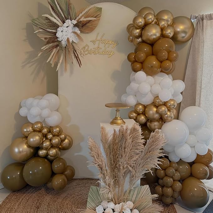 Balloons Brown and Gold, 60 Packs 12 Inch Retro Brown Cream Beige Balloon Sand - Image 5