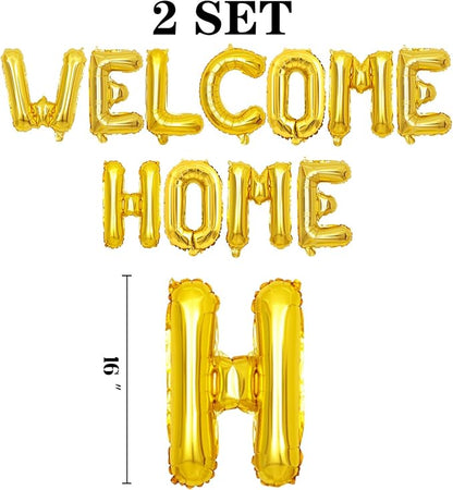 2 Set 22Pcs Gold WELCOME HOME Letter Balloons 16in Balloon Foil Letter - Image 2