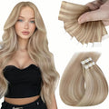 Sunny Hair Blonde Tape in Hair Extensions Human Hair Remy Hair Extensions Real Human Hair Tape in 14inch Human Hair Extensions Tape in 10Pcs 25g