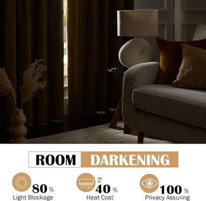 Beauoop Golden Brown Velvet Curtains - Image 4
