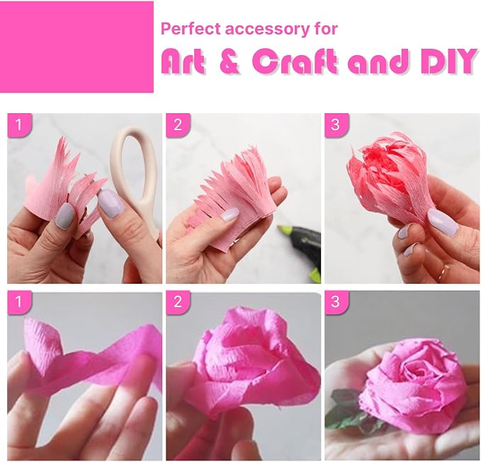 PartyWoo Hot Pink Crepe Paper Streamers 6 Rolls 492 FT Streamers | Birthday - Image 4