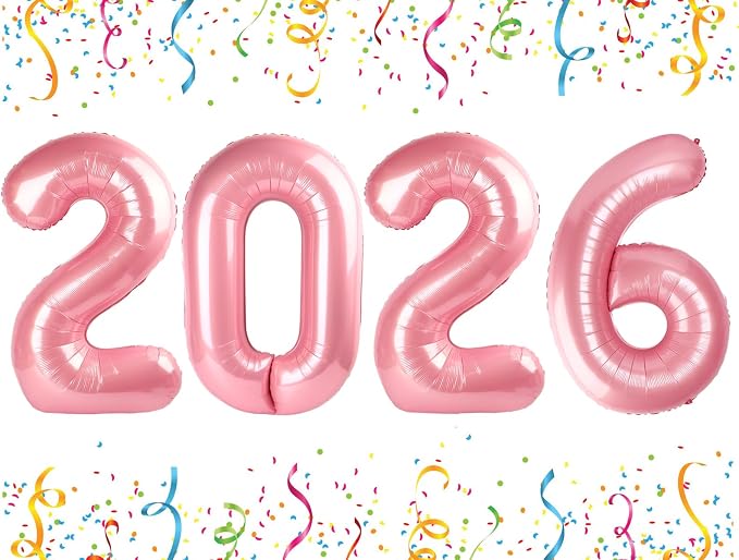 2026 Balloon Numbers Party Decorations, 40In Pearl Pink Balloons | Eye-catching by Mluchee