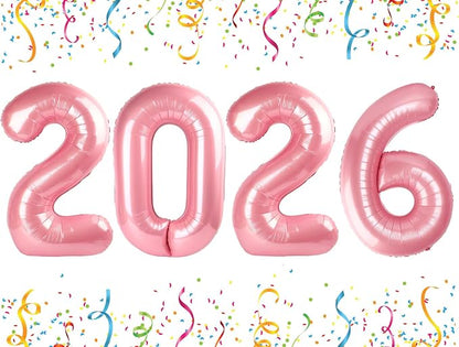 2026 Balloon Numbers Party Decorations, 40In Pearl Pink Balloons | Eye-catching by Mluchee