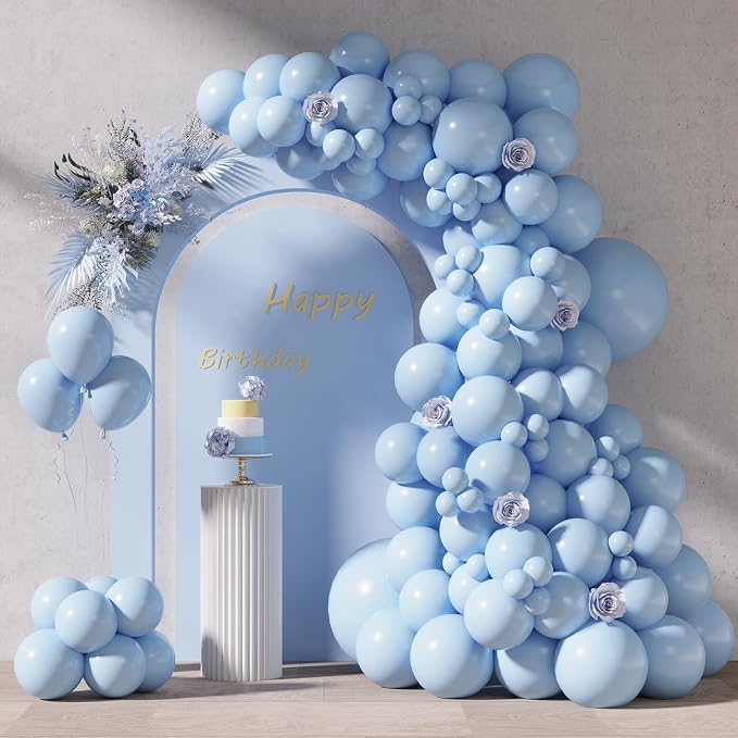 RUBFAC 87pcs Pastel Blue Balloons Different Sizes 18 12 10 5 Inches by RUBFAC