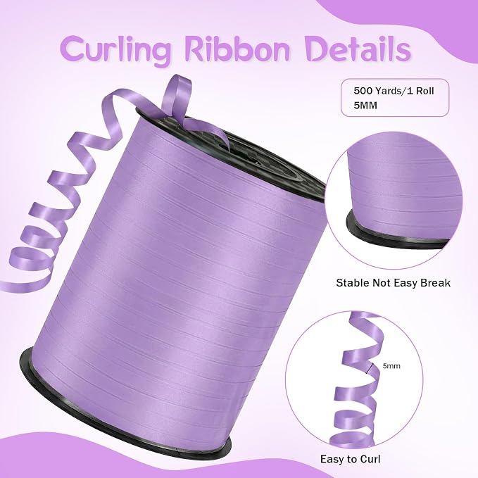 500 Yards Curling Ribbon， Light Purple Balloon String Ribbon，for Gift - Image 2