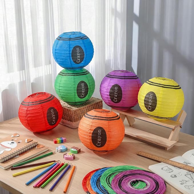 12 Pcs Back to School Classroom Crayon Paper Lanterns 10 Inch Crayon Classroom - Image 2
