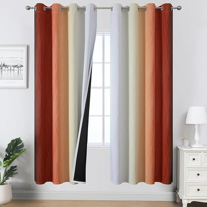 Burnt Orange and Greyish White Ombre Blackout Curtains by ESTELARTEXTILER