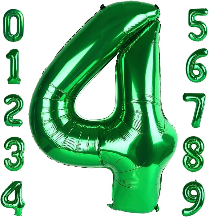 Number 4 Balloons 40 Inch for 4 14 Birthday Party Decorations, Dark Green | by Mluchee