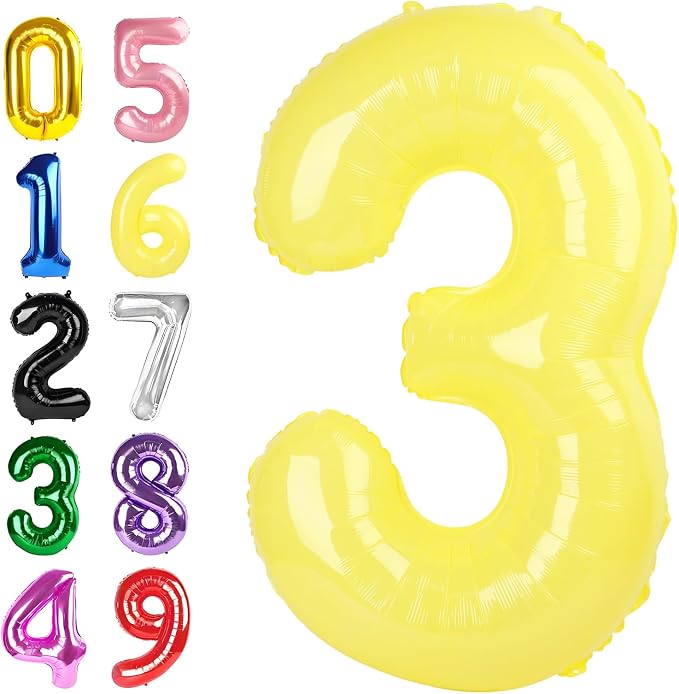 2 Balloon Number 40 Inch for Yellow Birthday Party Decorations | Mix & Match by Argthjy