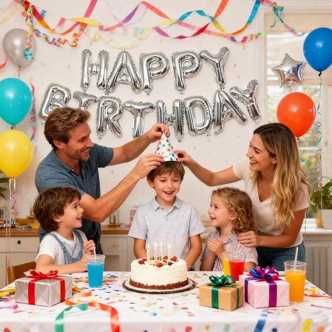 16" Happy Birthday Foil Letter Balloons Banner Set | Alphabet Balloons - Image 4