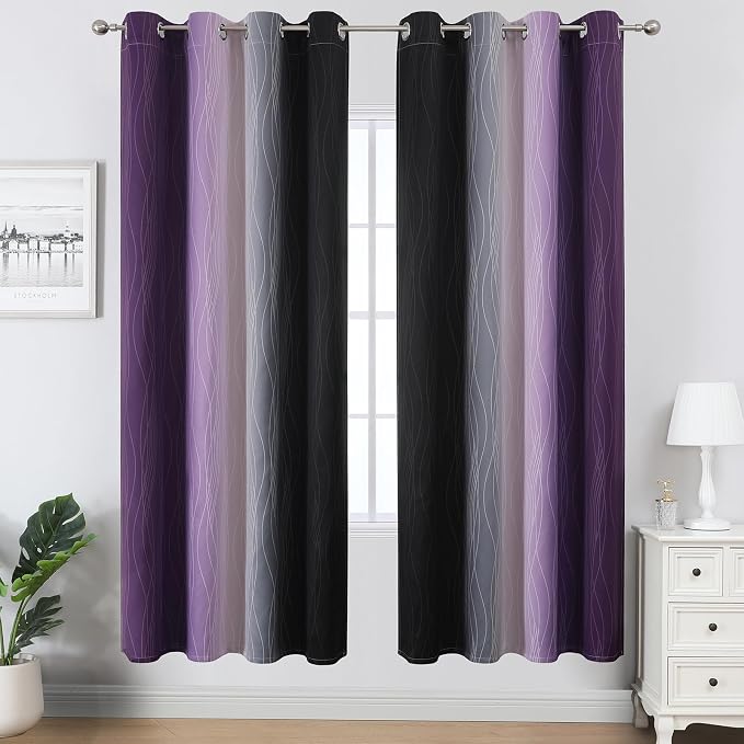 Purple and Black Blackout Curtains - Image 2