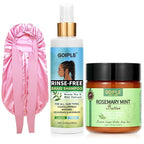 No-Water Braid Shampoo for Locs, Twists, Weaves - Rinse-Free Dreadlock Shampoo for Build-Up, Odor, Itch- Rosemary Mint Butter Braid Balm Scalp Sleeping Balm for Dry Scalp Strengthens Hair Roots&Bonnet