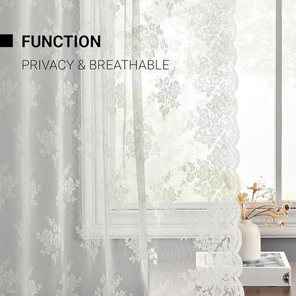 Kotile Ivory Floral Lace Curtains - Image 4