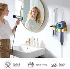 Blow Dryer Holder Wall Mounted, Hair Straightener Holder, Hair Dryer Holder Adhesive, Hair Tool Organizer for Flat Iron, Hairdryer, Curling Iron Holder for Bathroom Vanity Barber Shop (Gold)