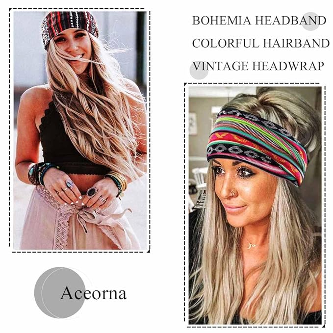 Boho Headbands Wide Knot Hair Band Elastic Turban Head Band Stretch Twist Head Wraps Fashion Hair Accessories for Women 3 Pcs (Set A)