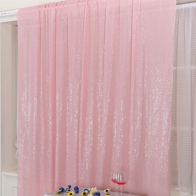 Poise3EHome Pink Sequin Backdrop, 8FT x 10FT Sequin Photography Backdrop Curtain - Image 7