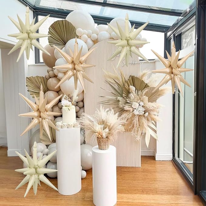 HILAVO 6PCS Star Balloons, 22Inch Large Cream Caramel Star Balloon Foil - Image 7