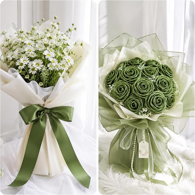 KINGLAKE Olive Green Satin Ribbon - Image 4