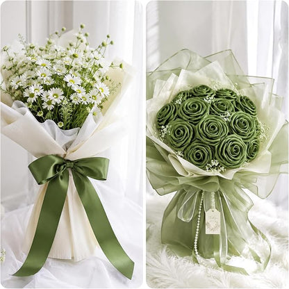 KINGLAKE Olive Green Satin Ribbon - Image 4