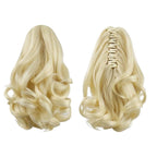 Blonde Ponytail Extension,9" Short Curly Wavy Claw Clip in Ponytails Hair Extensions Natural Soft Synthetic Hairpiece for Women