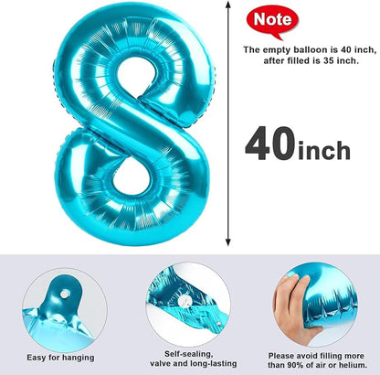 Number 8 Balloons 40 Inch for 8 18 Birthday Party Decorations, Light Blue | - Image 6