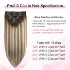 Pro2.0 Remy Real Human Hair Extensions Clip ins 120g Thick 7pcs #3/8/22 Walnut Brown to Ash Brown and Golden Blonde Remy Clip in Hair Extensions Real Human Hair 16inch（#3/8/22-16inch）