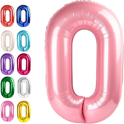 Pearl Pink Number 0 Balloon 40 inch, Balloon numbers party supplies, deco photo by Upgesy