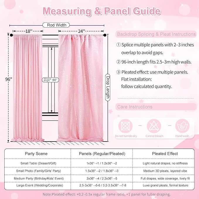 Glitter Pink Sequin Backdrop for Birthday Party Decorations 6x8FT Curtain | - Image 5