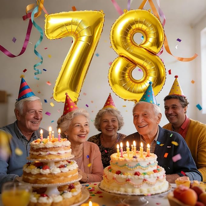 40 Inch Number 78 Balloons for 78th Birthday Party Decorations, 0-100 Gold - Image 2