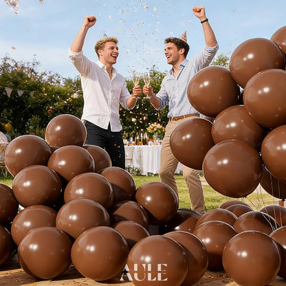 AULE 50Pcs Latex 12 Inch Coffee Brown Balloons | Helium Party Balloons Happy - Image 4