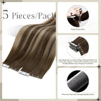 Full Shine Injection Tape in Hair Extensions 5Pcs 20 Inch Seamless Skin Weft Tape in Extensions Color 4 Brown Fading to 27 Blonde And 4 Brown Virgin Hair Extensions Real Remy Human Hair 12.5 Gram