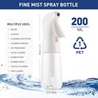 TANSHINE Continuous Spray Bottle for Hair 2 Pack,Fine Mist Water Hair Spray Bottles,Mister Spray Bottle,Refillable Plastic Sprayer for Hairstyling, Cleaning,Alcohol, Plants, Salons,6.8oz/200ml,Clear