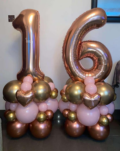 Rose Gold 15 Number Balloons, 40 Inch Giant Number 15 Balloons Foil Mylar - Image 5