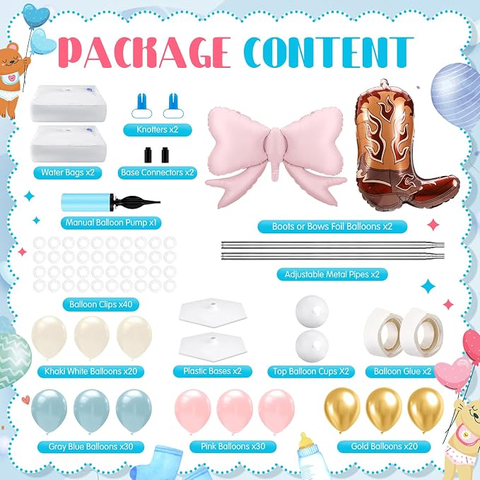 Lunmon 2 Sets Boots or Bows Gender Reveal Decorations, Western Boots or Bows - Image 2