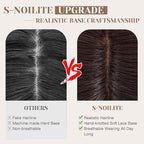 S-noilite Hair Toppers for Women Real Human Hair 3D 360° Cover Clip in 100% Real Human Hair Toppers 3″*4″ Clip in Silk Base 10 inch Natural Dark Brown
