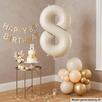 40 Inch Cream Foil Number 8 Balloon - Image 3