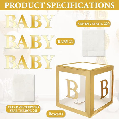 Gold Baby Boxes with Letters for Baby Shower, Baby Shower Decorations for Boys - Image 2