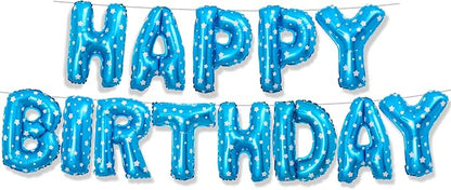 Blue Happy Birthday Balloons Banner Letter Signs Party Decorations by Unknown