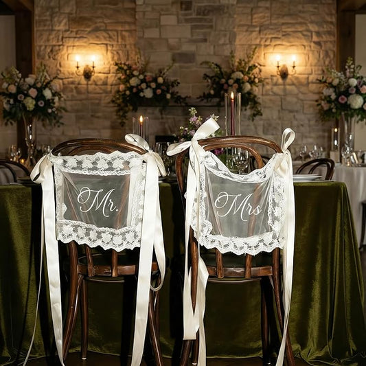 Sheer Lace Mr & Mrs Wedding Signs by MiMaikNeonSign