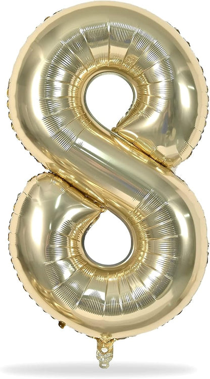 Champagne Gold 8 Balloons, Self Inflating Digit 8 Balloons - Image 8