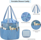 Mesh Shower Caddy Portable, Travel Toiletry Bag for Women Men, Large Capacity Shower Bag Quick Dry Bathroom Bag for Dorm, Gym, Bathroom, Camping, Beach, Swimming, Traveling, Blue